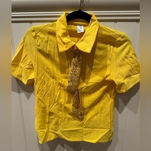 A WISH COME TRUE SEQUIN TIE SHIRT Size Child Large Yellow Dance Costume